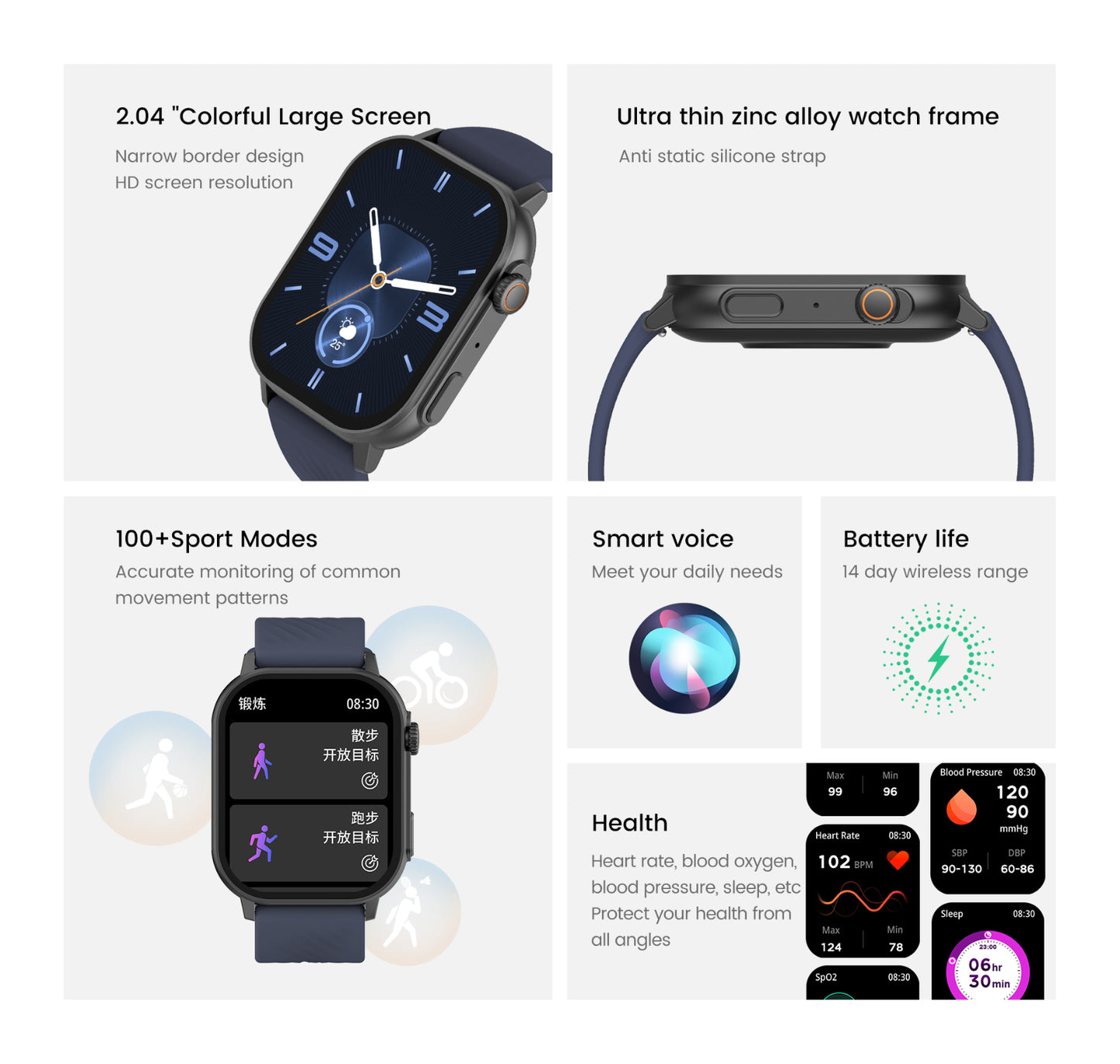 On the Nose Smart Watch with Bluetooth - Silver