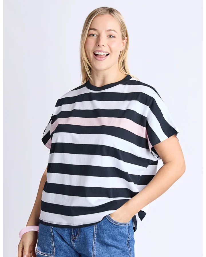 Elm Sorrento Tee - Black and White Stripe