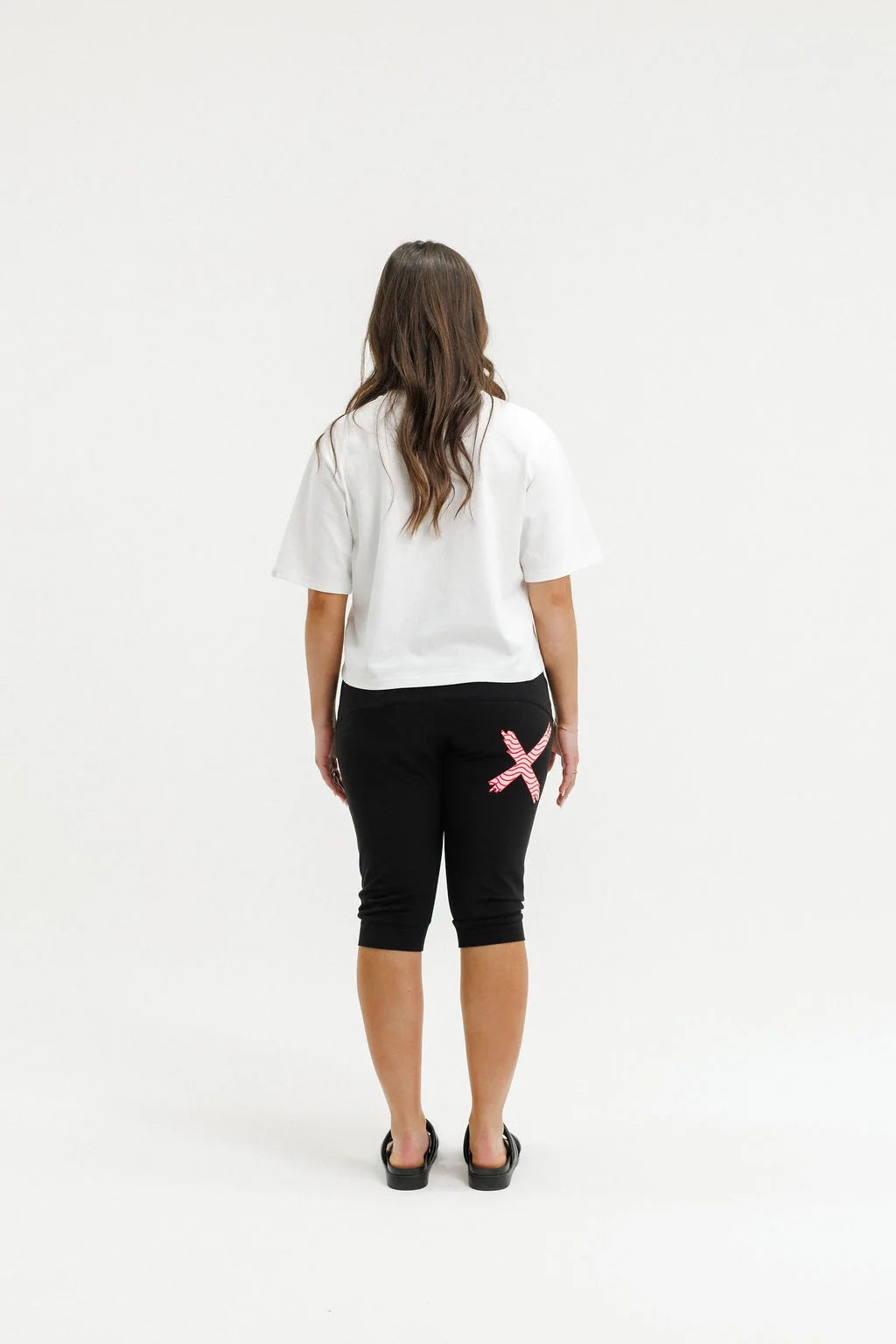 Homelee 3/4 Apartment Pants - Black with Cherry/ Blush Squiggle X