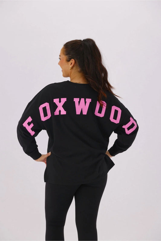 Foxwood Interval Long Sleeve Tee - Black/Neon Pink