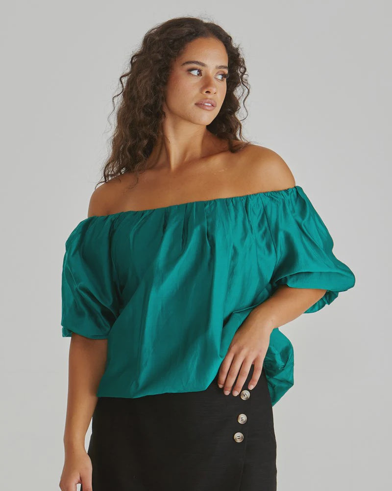 Sass Sofie Off Shoulder Top - Sea Green