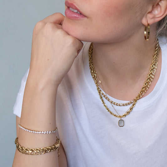 A & C Oslo Necklace Cut Chain 14k w/MOP