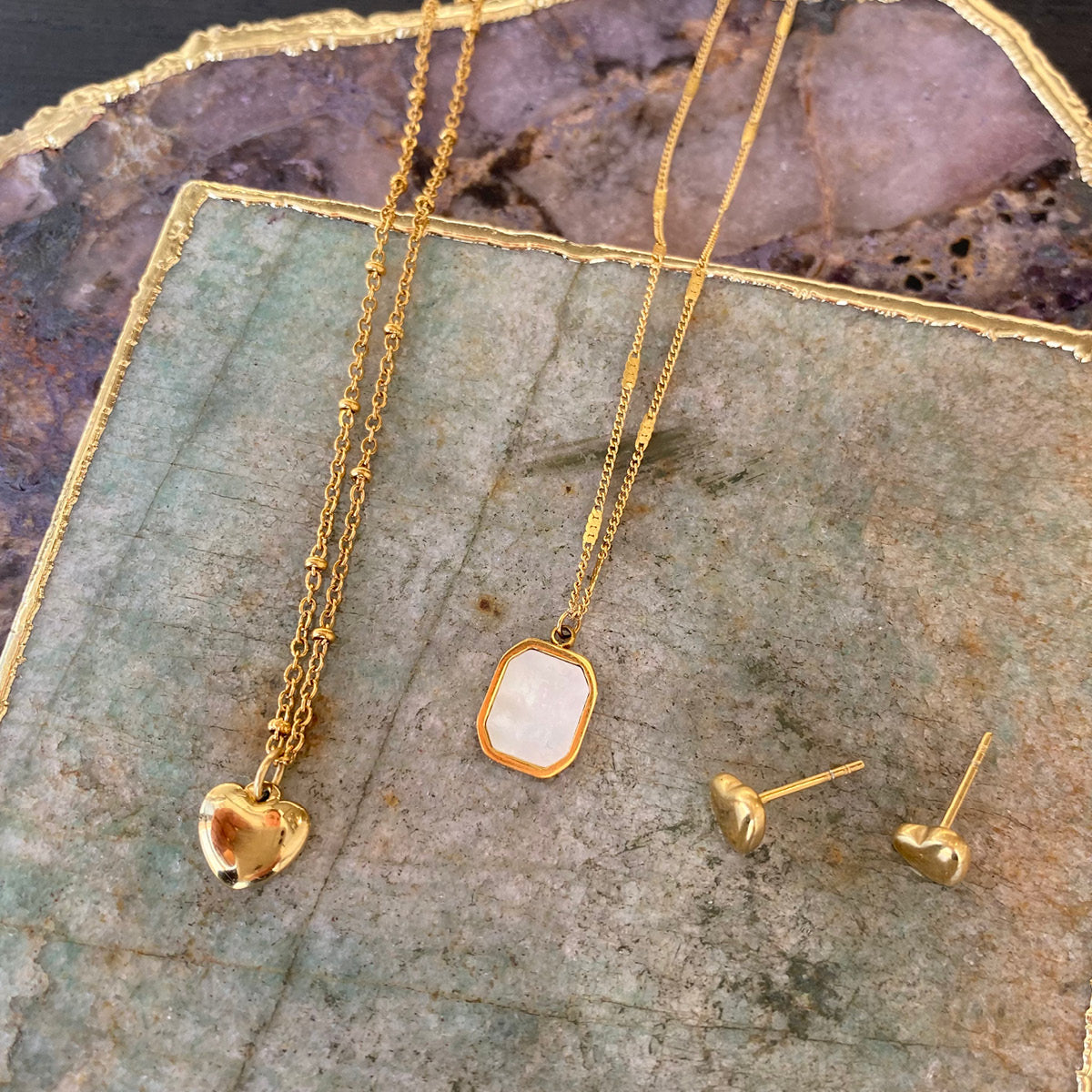 A & C Oslo Necklace Cut Chain 14k w/MOP
