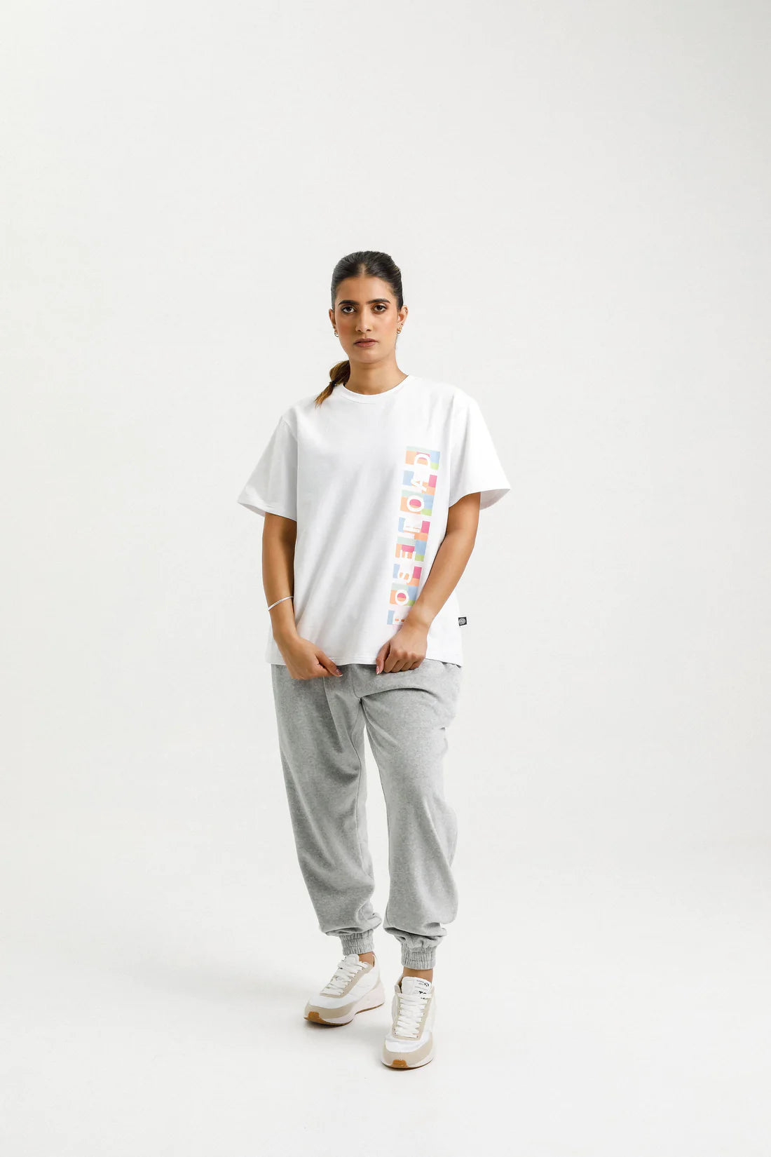 Rose Road Topher Tee White with Meta Blocks Print