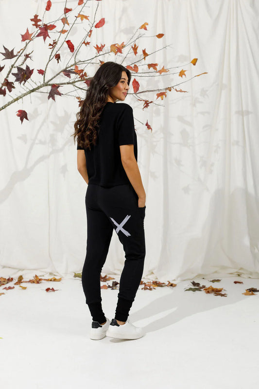 Homelee Alpine Apartment Pants - Black with Lilac X