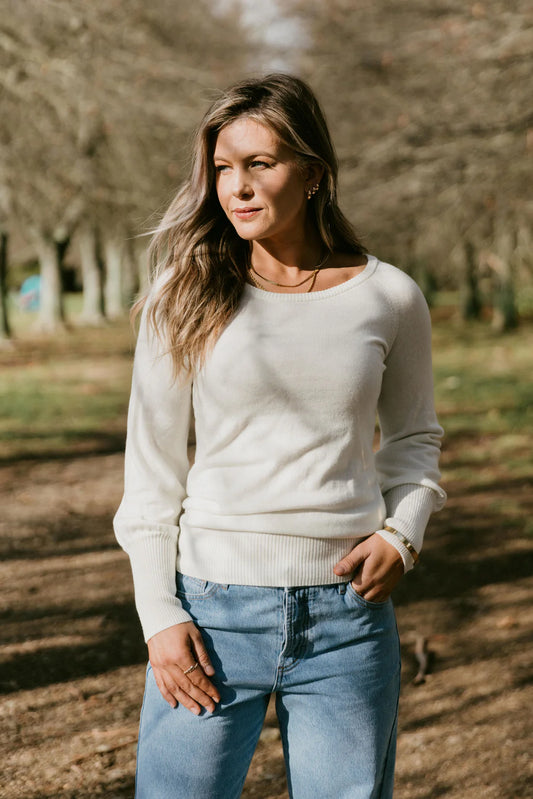 Homelee Knitted Grace Crew - Milk