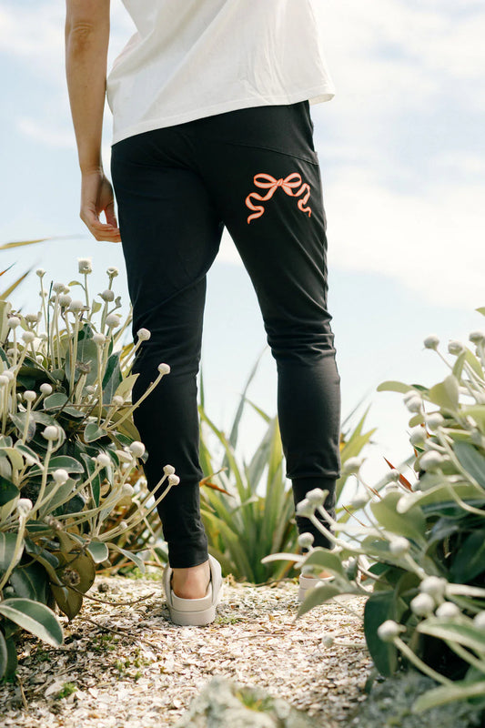 Homelee Apartment Pants - Black with Blossom Berry Bow