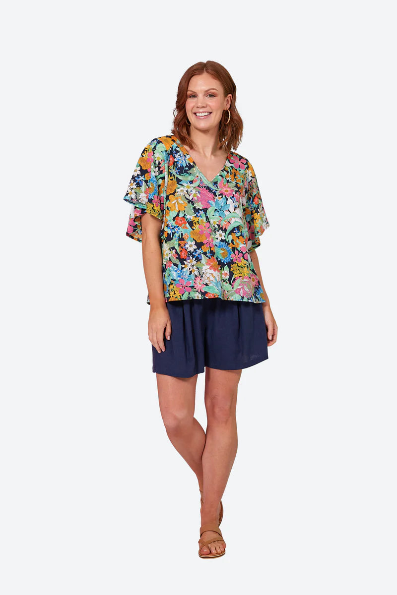 Eb & Ive Verve Top Navy Flourish