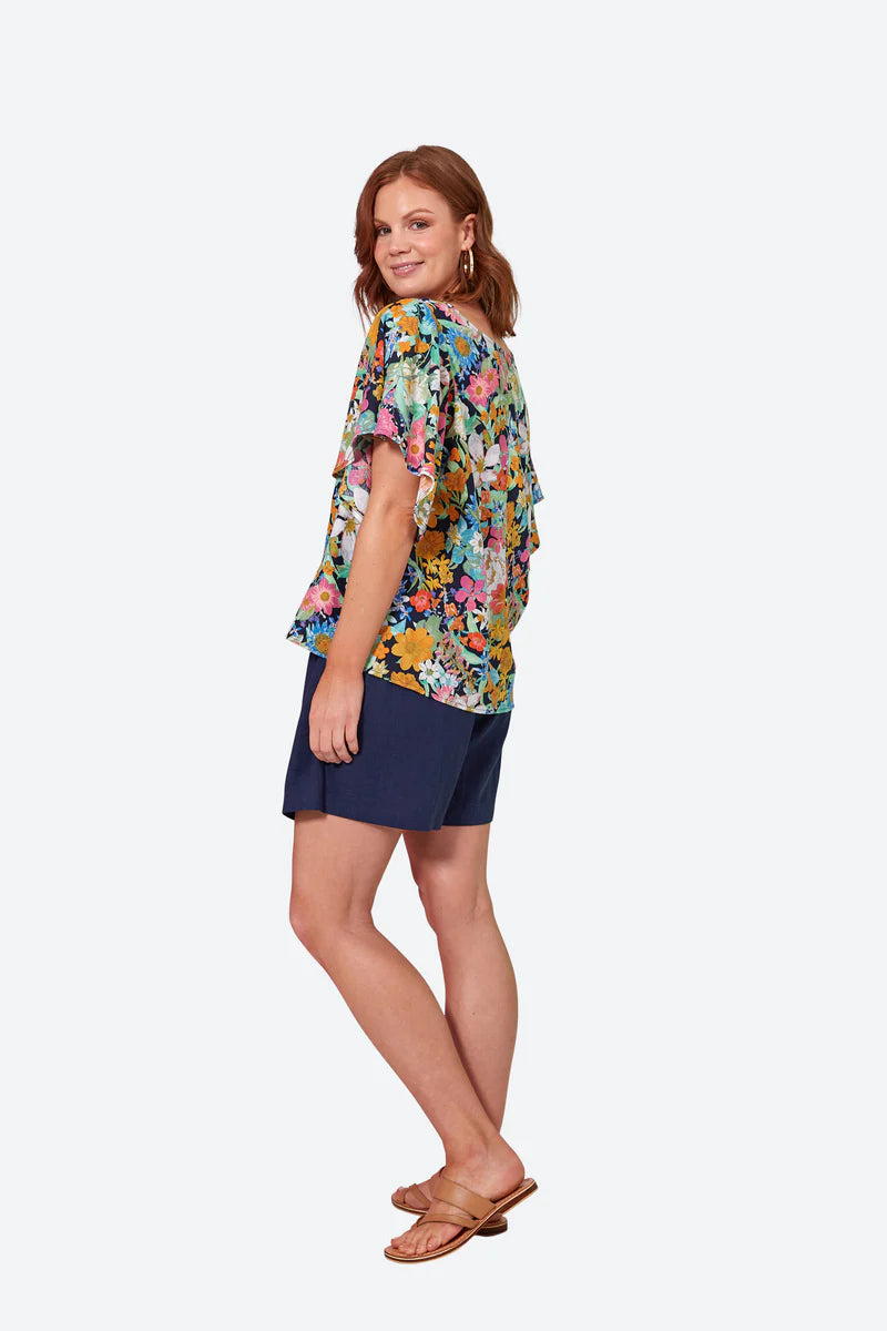 Eb & Ive Verve Top Navy Flourish