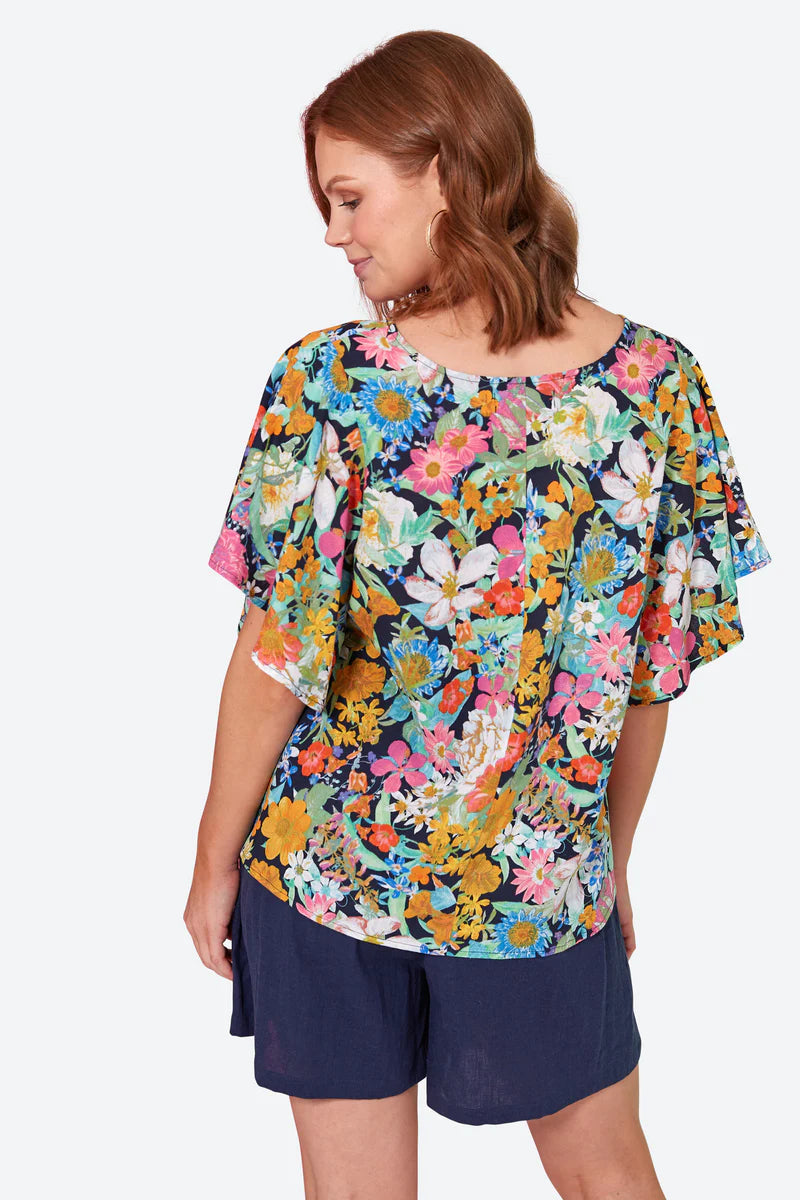 Eb & Ive Verve Top Navy Flourish