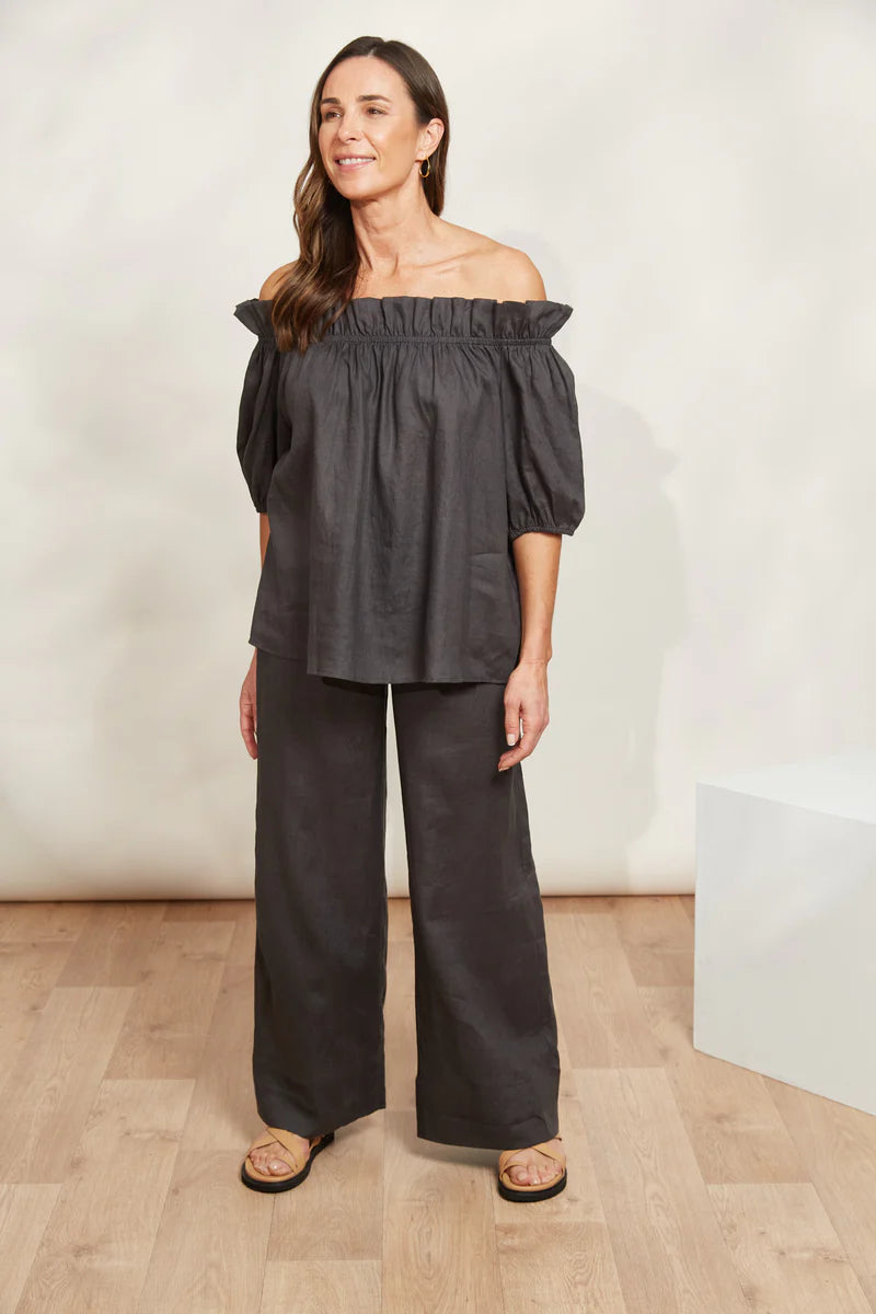 Eb & Ive Halcyon Ruched Top - Oyster