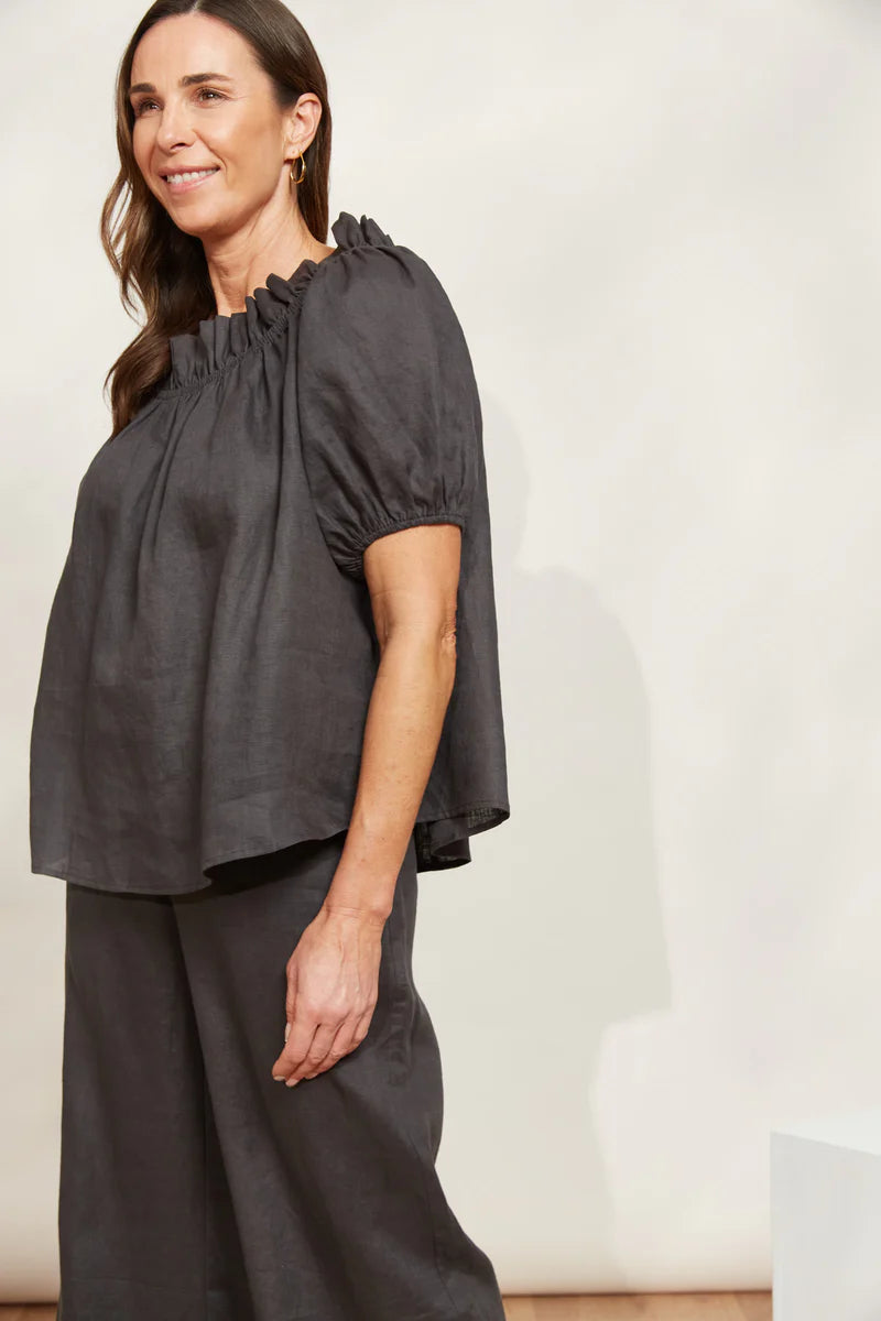 Eb & Ive Halcyon Ruched Top - Oyster
