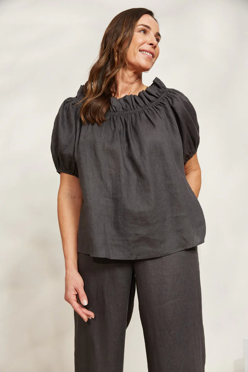 Eb & Ive Halcyon Ruched Top - Oyster