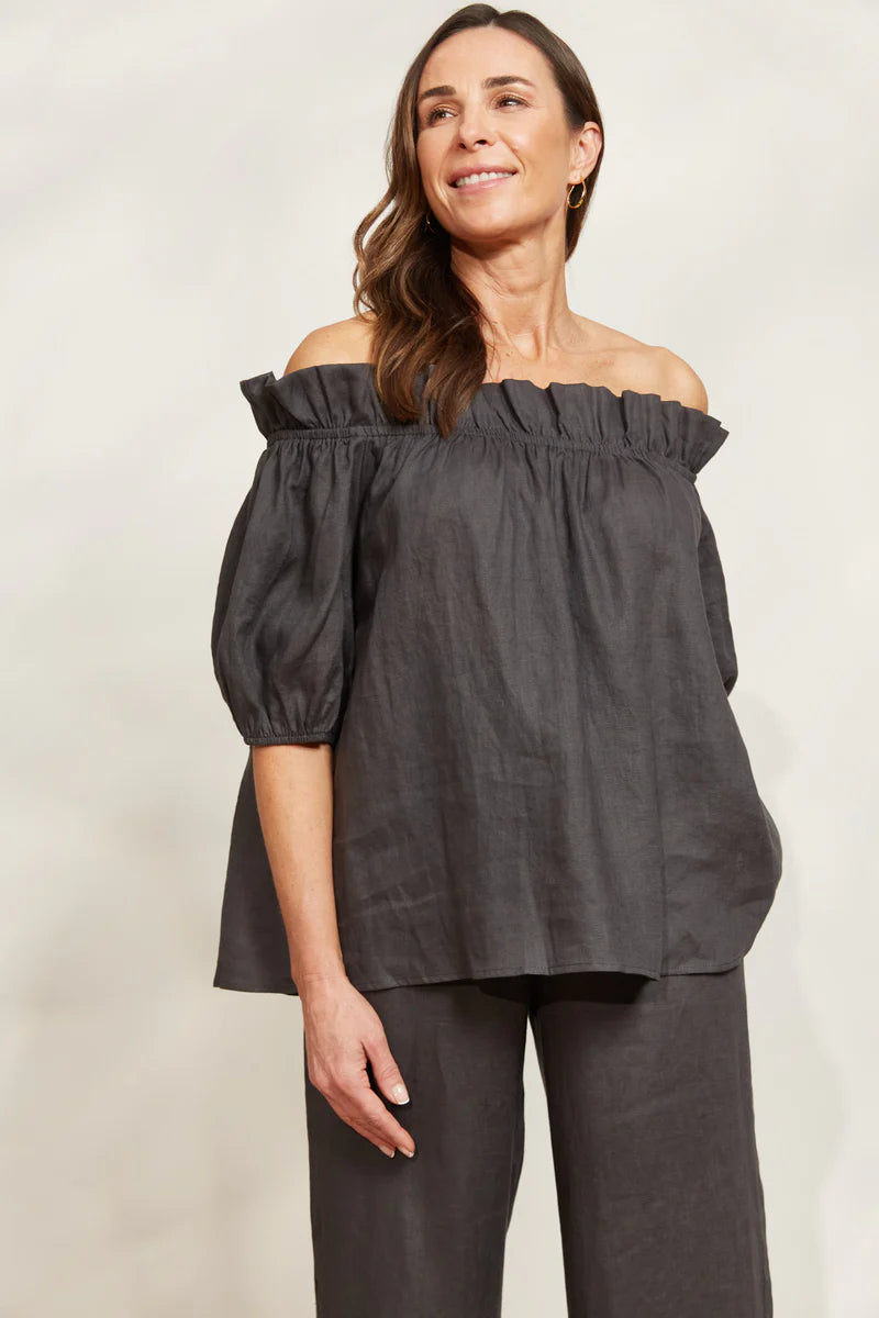 Eb & Ive Halcyon Ruched Top - Oyster