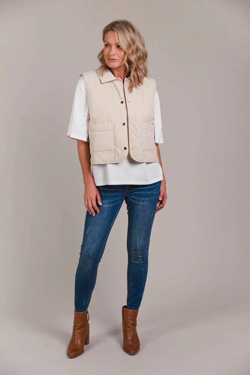 Eb & Ive Argo Crop Vest - Ecru