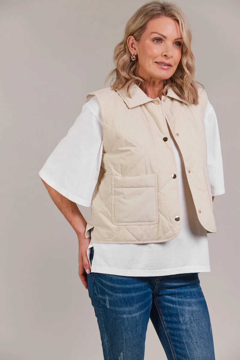 Eb & Ive Argo Crop Vest - Ecru