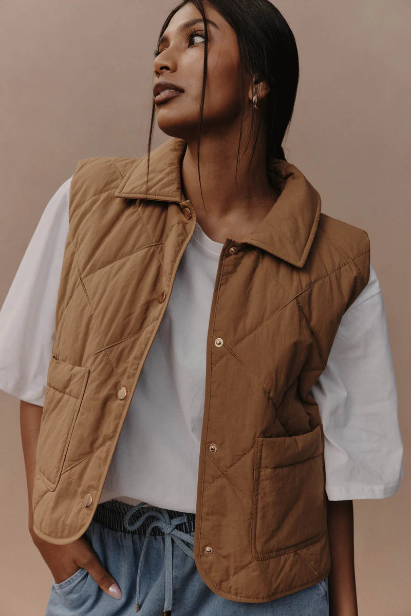 Eb & Ive Argo Crop Vest - Hazel
