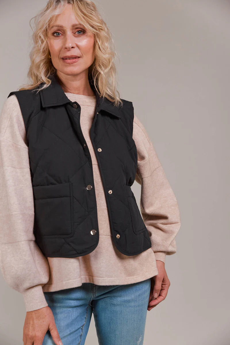 Eb & Ive Argo Crop Vest - Black