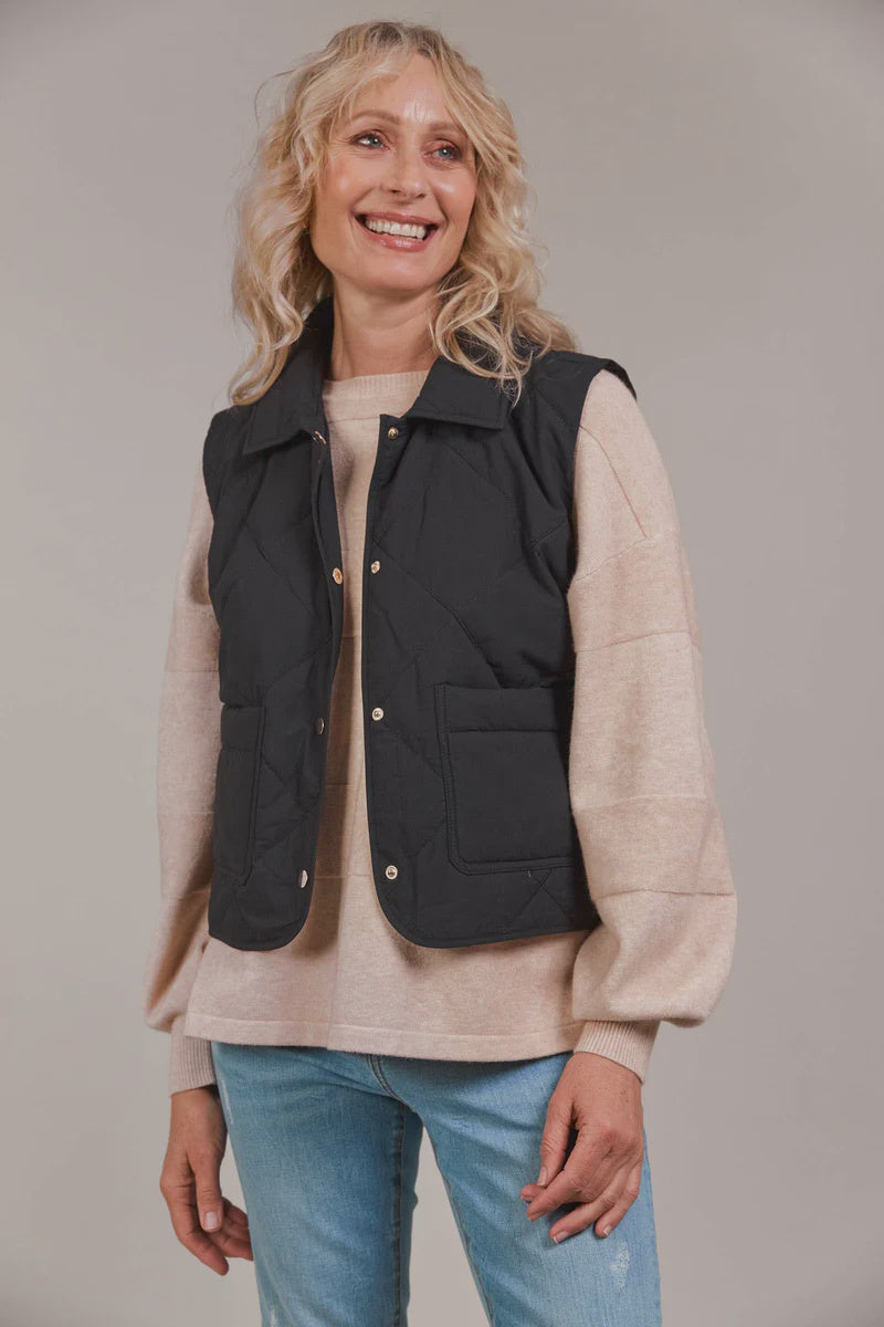 Eb & Ive Argo Crop Vest - Black