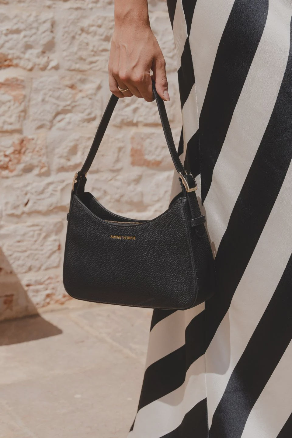 Among the Brave Brooklyn Double Buckle Shoulder Bag - Black