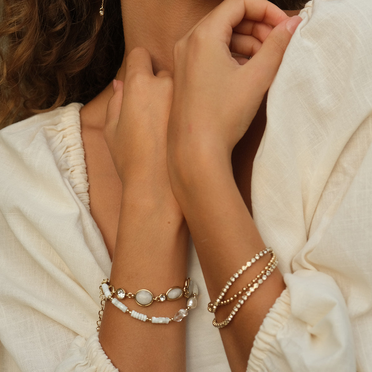 A & C Oslo Bracelet with 3 Rows Crystals - Silver Plated