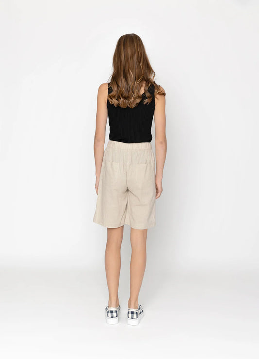 Two by Two Cotton Linen Shorts - Oatmeal