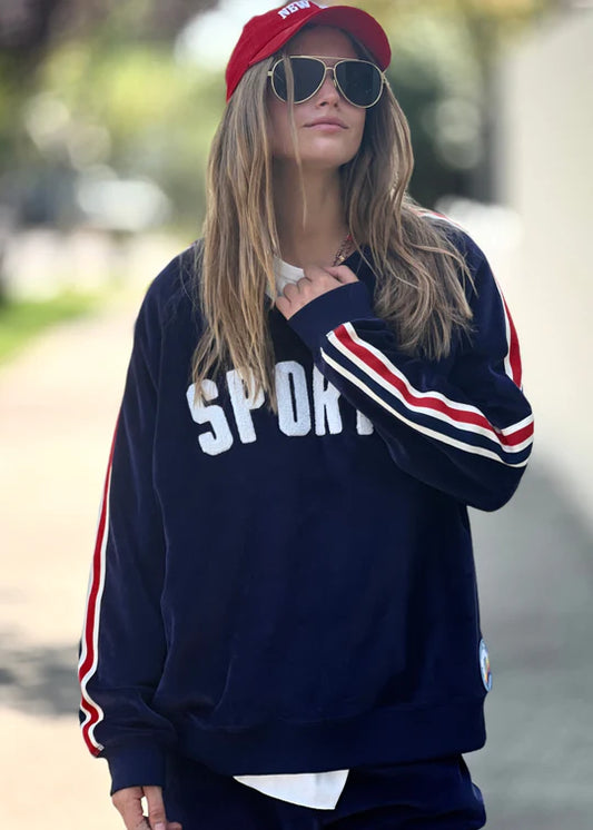 Hammill & Co Velour Sweat - Navy