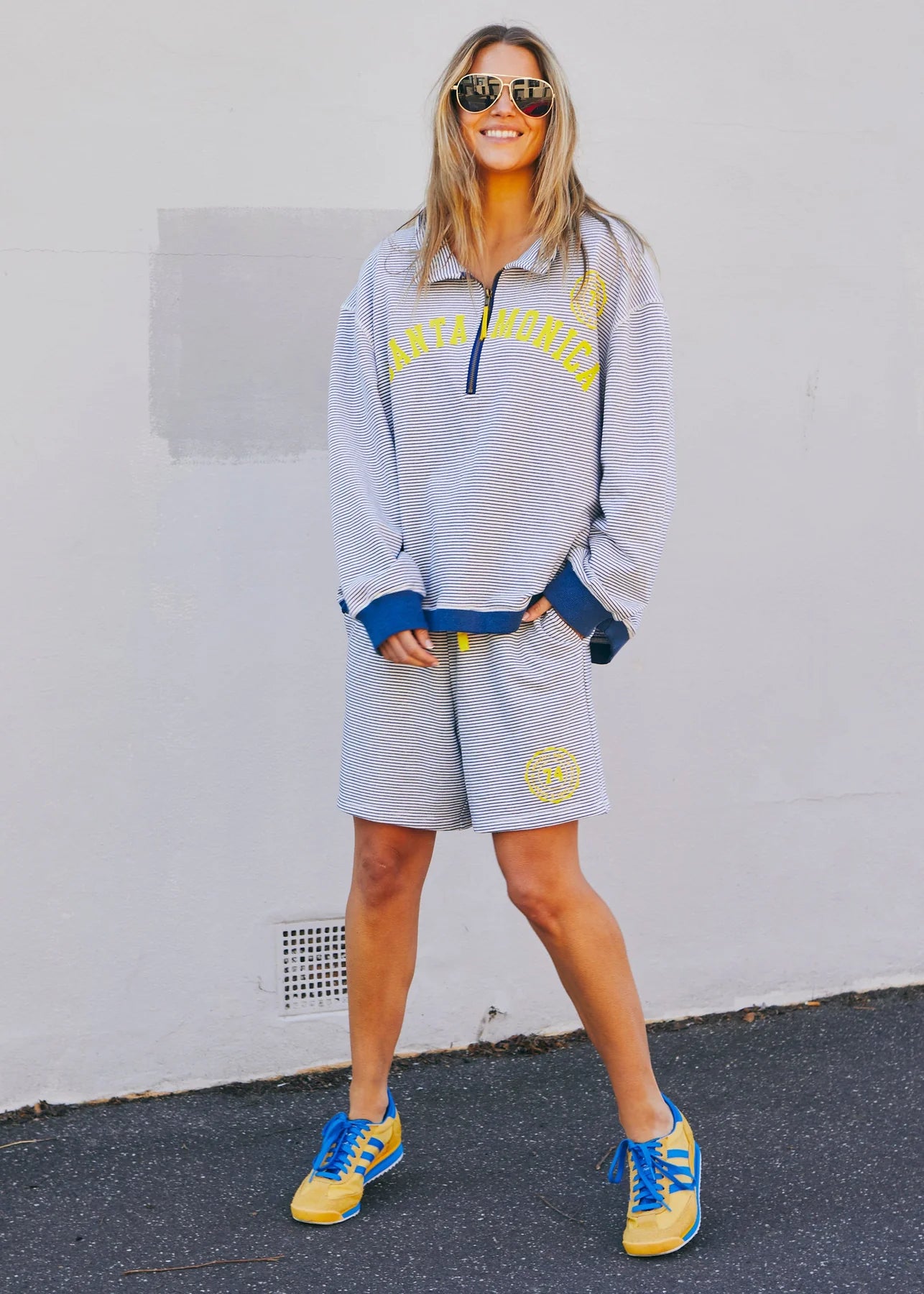 Hammill & Co Santa Monica 1/2 Zip Sweat - Navy/White/Yellow