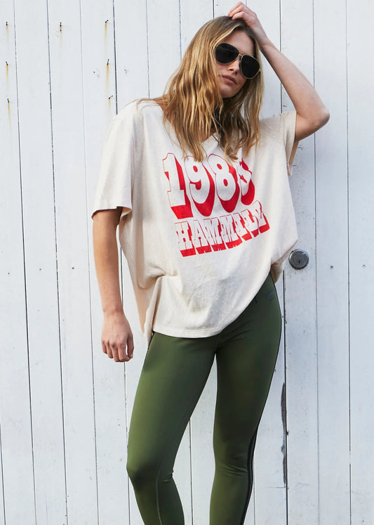 Hammill & Co Logo V Neck Tee - Natural