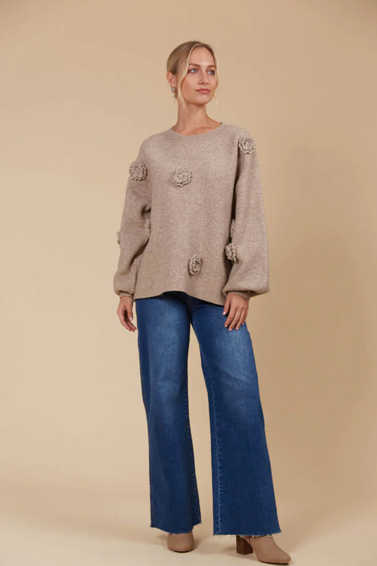 Isle of Mine Miru Flower Jumper - Taupe