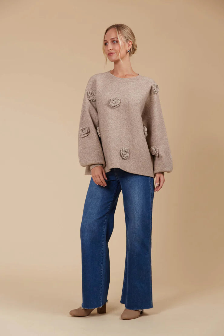 Isle of Mine Miru Flower Jumper - Taupe