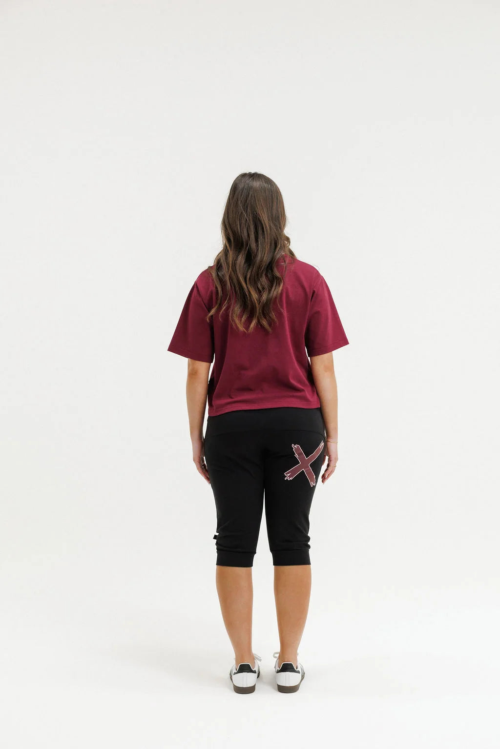 Homelee 3/4 Apartment Pants - Black with Merlot/Blush X