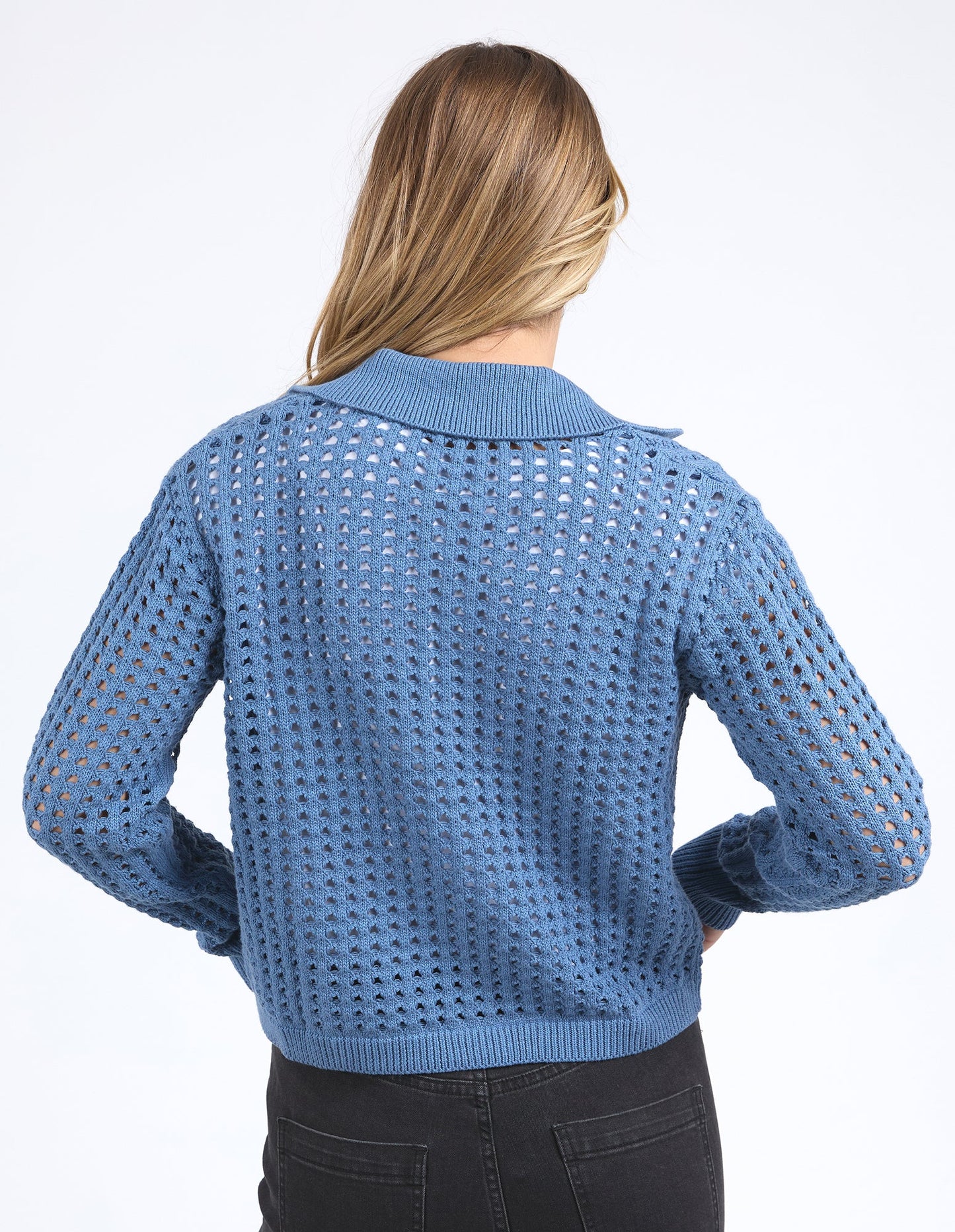 Foxwood Clover Knit Cardi - Coronet Blue