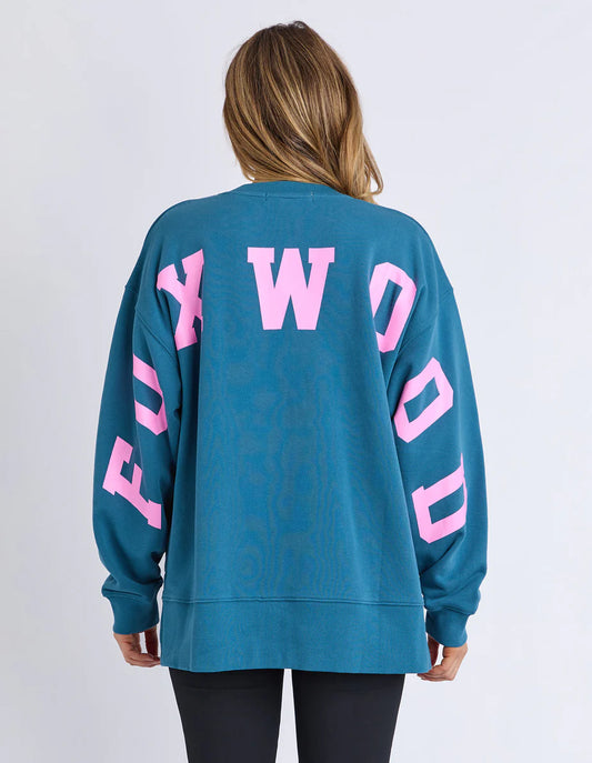 Foxwood Interval Crew - Ocean with Neon Pink