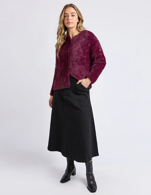 Foxwood Kenny Button Cardi - Windsor Wine