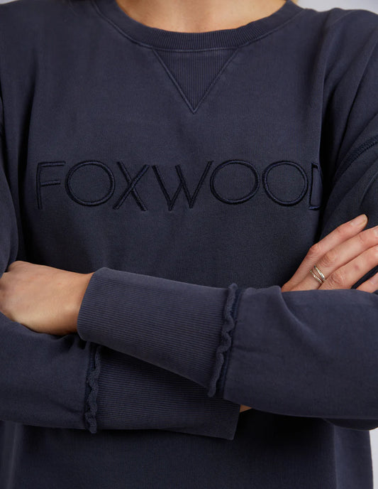 Foxwood Washed Simplified Crew - Navy