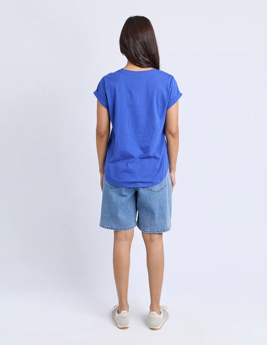 Foxwood Signature Contrast Tee - Blue with Lilac