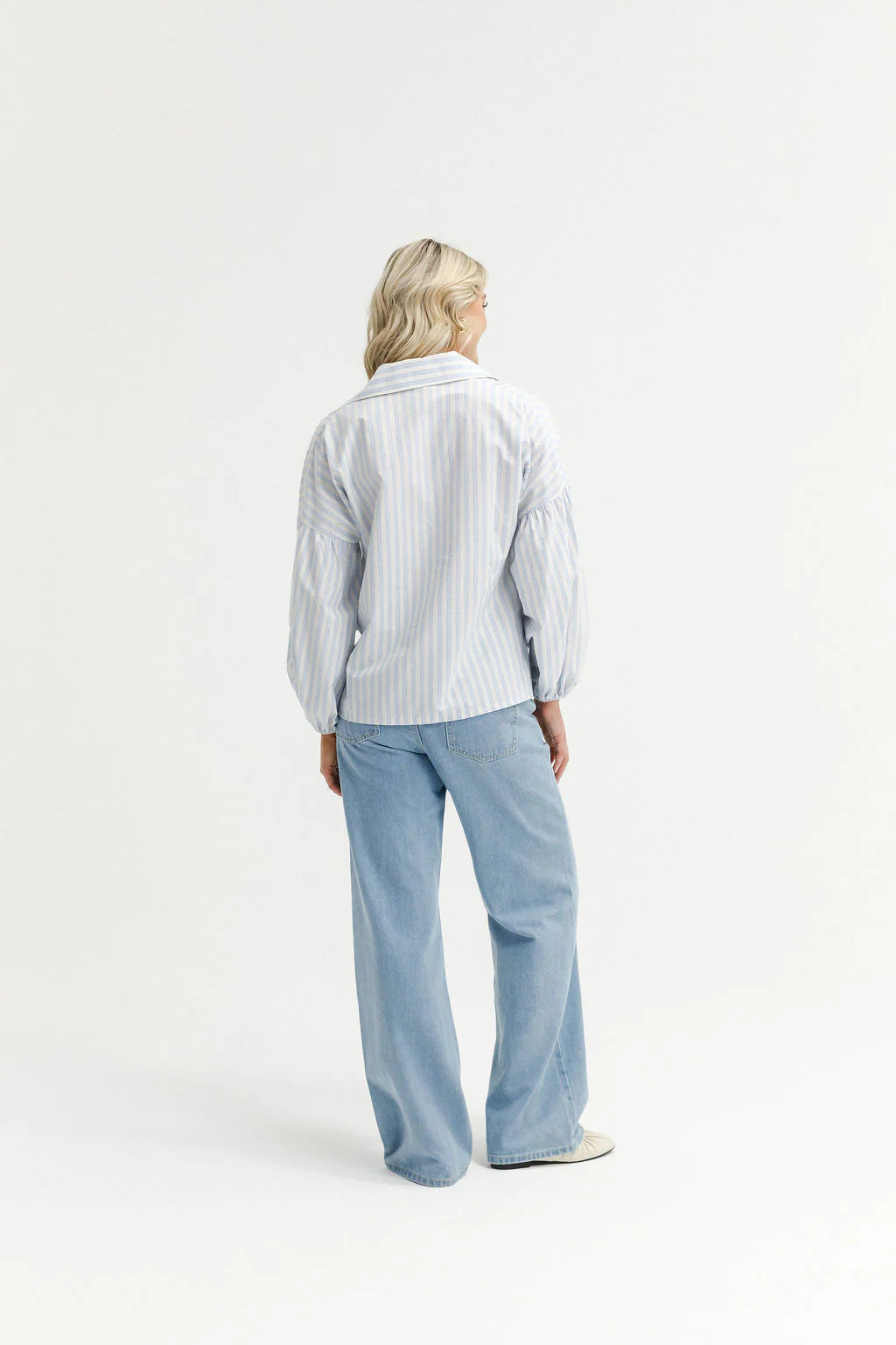 Homelee Stevie Shirt - Powder Blue Stripes