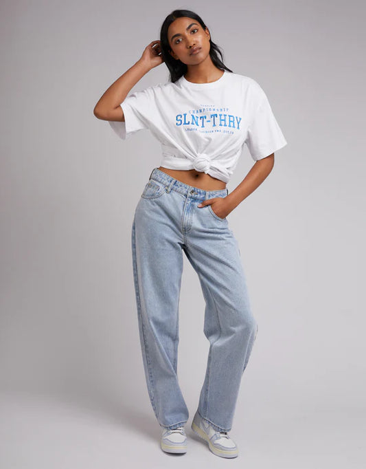 Silent Theory Varsity Tee Light Blue/White