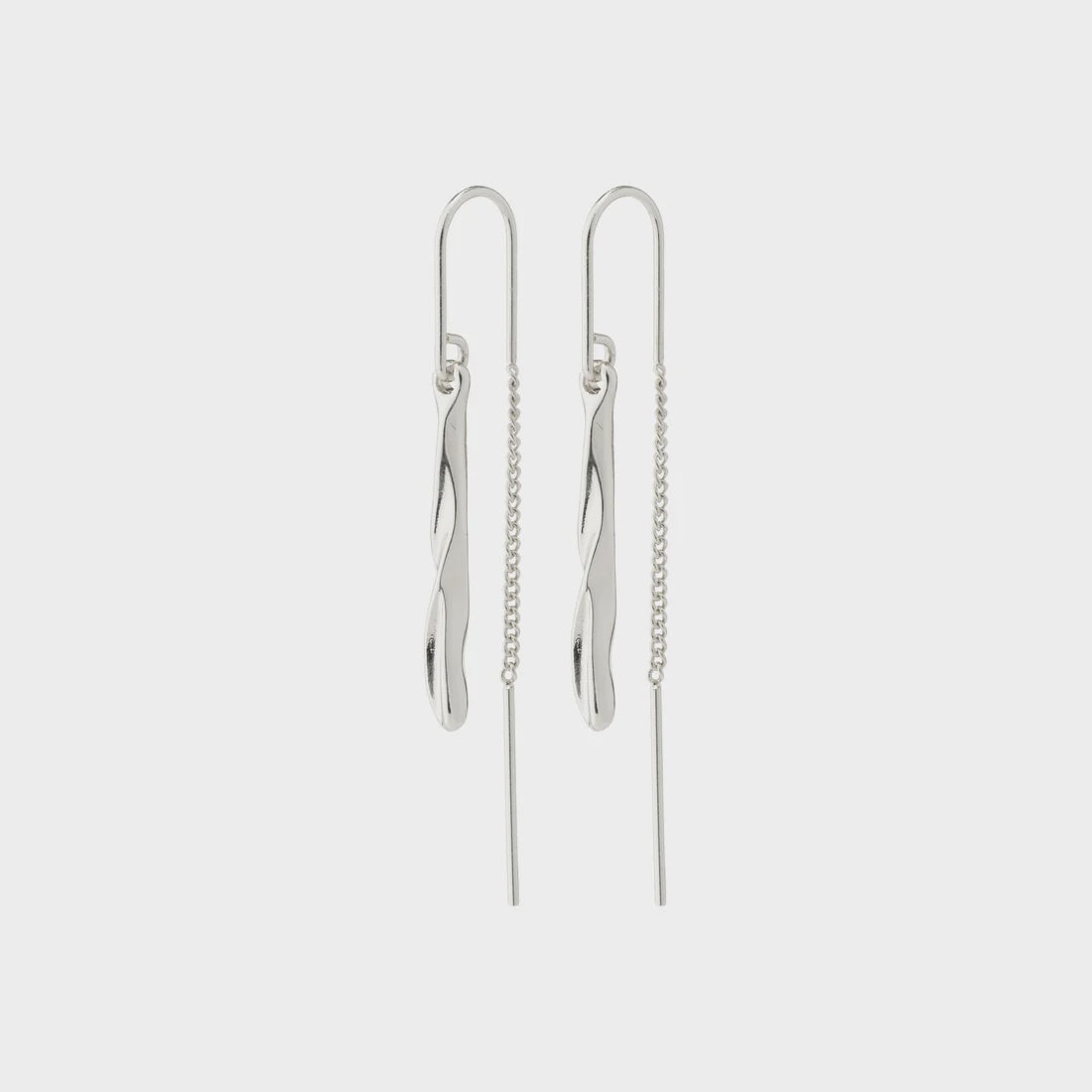 Pilgrim Alberte Teardrop Pendant Chain Earrings Silver Plated
