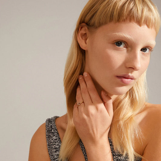 Pilgrim Lulu Recycled Crystal Heart Stack Ring - Gold Plated