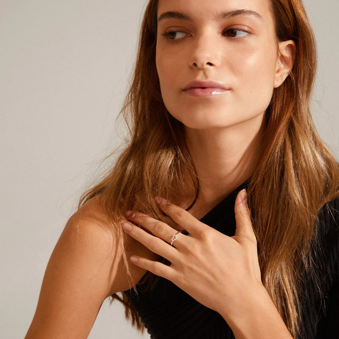 Pilgrim Lulu Recycled Crystal Heart Stack Ring - Silver Plated