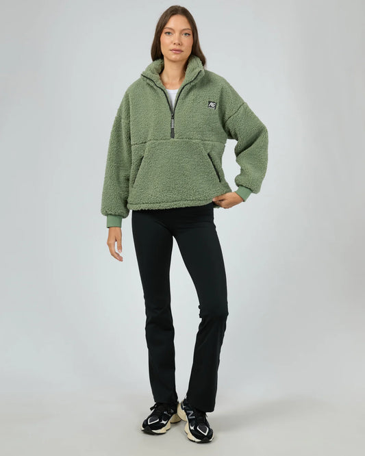 All ABout Eve Amara Quarter Zip Teddy - Khaki