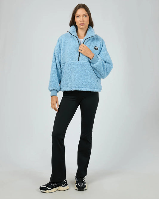 All ABout Eve Amara Quarter Zip Teddy - Vintage Blue