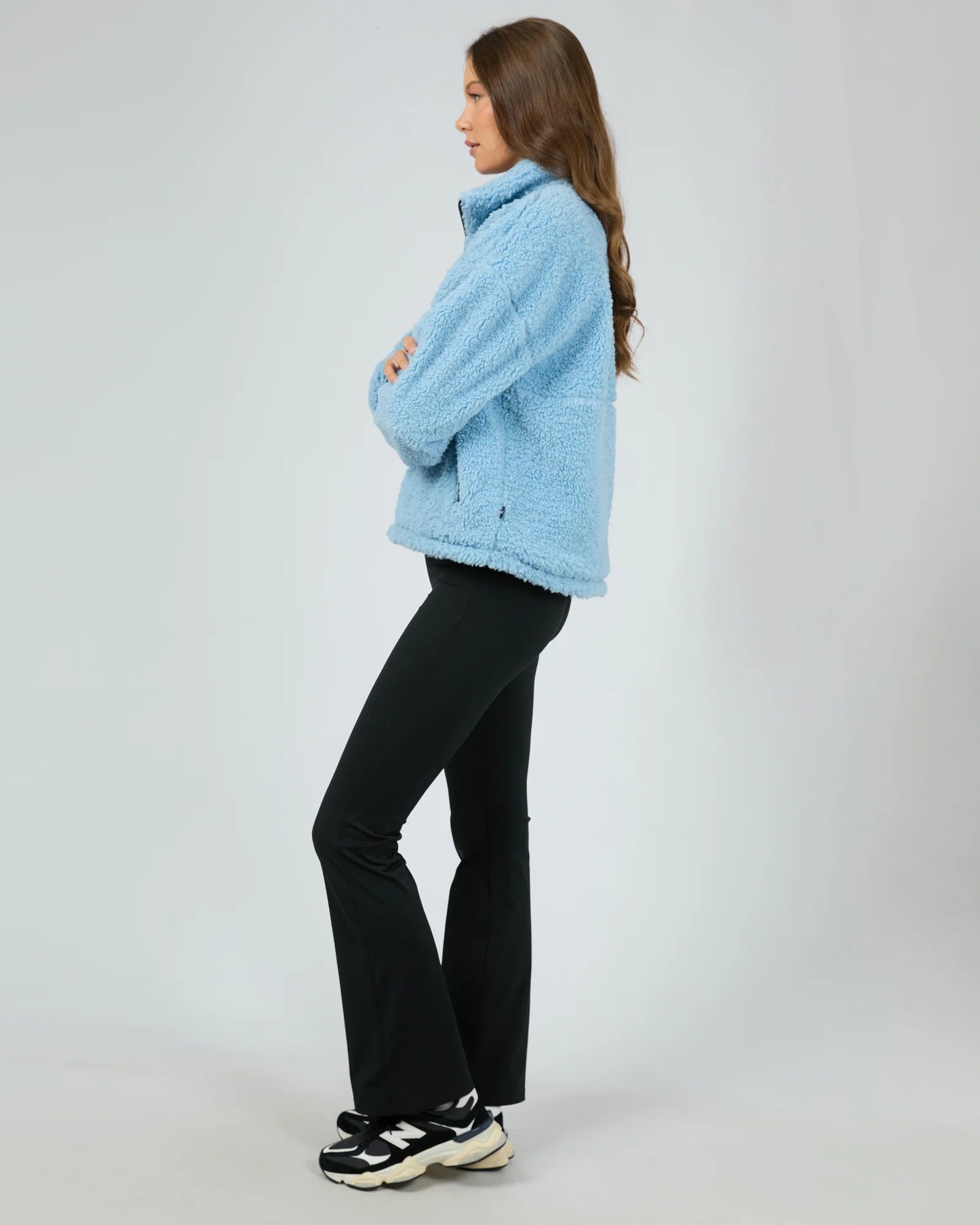 All ABout Eve Amara Quarter Zip Teddy - Vintage Blue