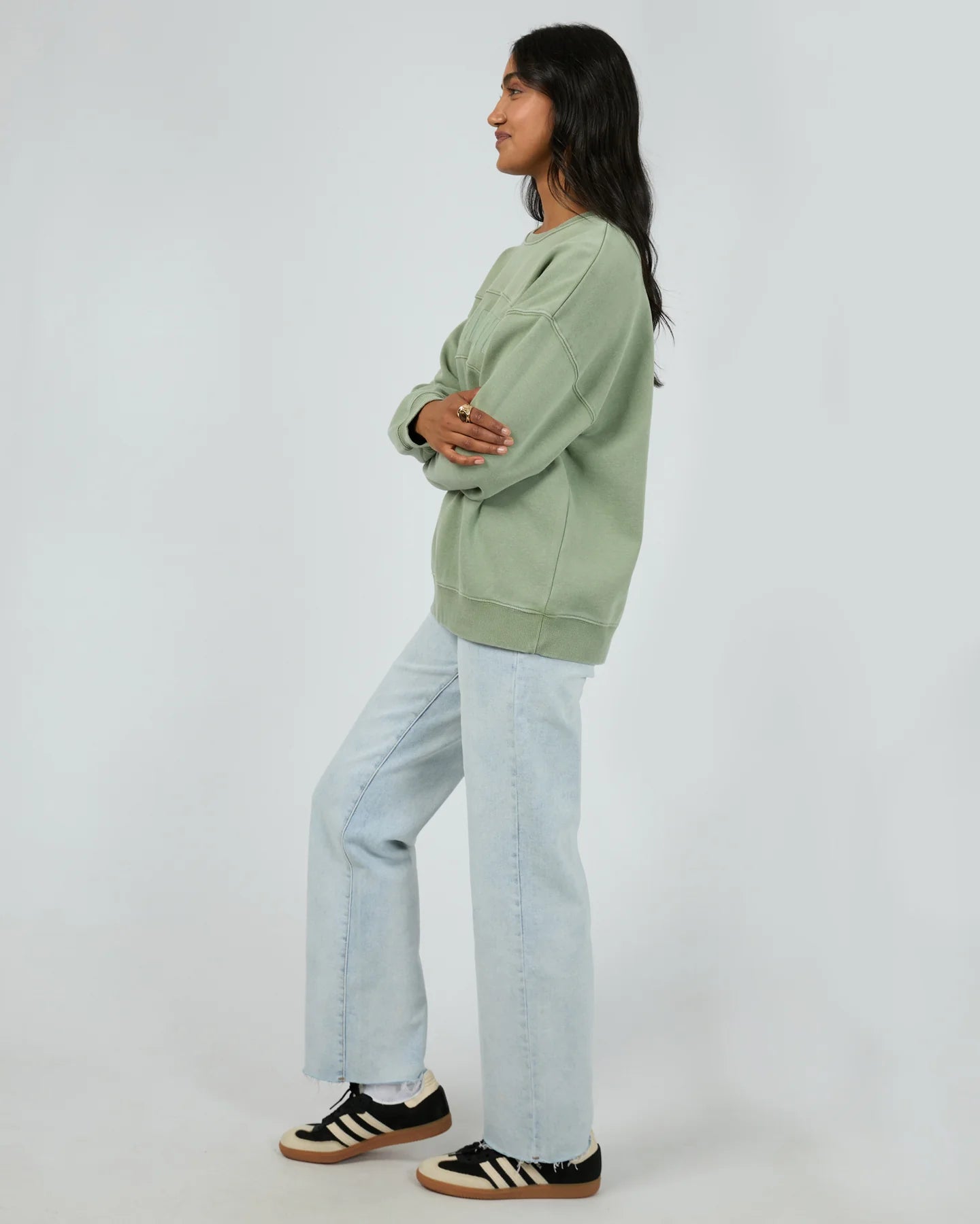 All About Eve Vital Washed Oversized Crew - Khaki