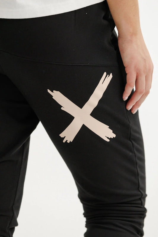 Homelee Apartment Pants - Winter Weight - Black with Peach Parfait X