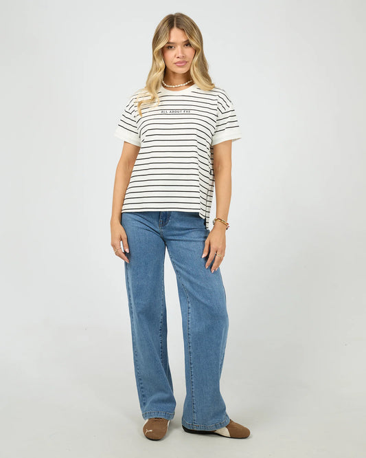 All About Eve Washed Stripe Tee - Black