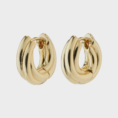 Pilgrim Edea Recycled Chunky Huggie Hoop Earrings Gold Plated