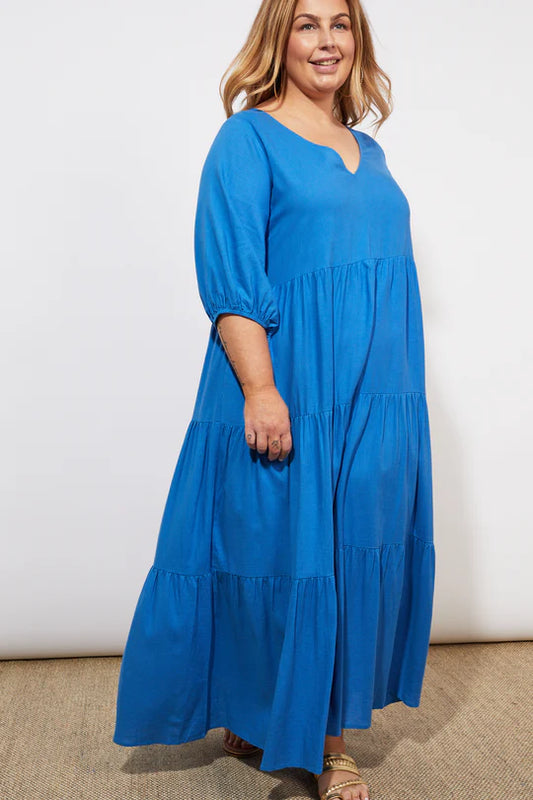 Haven Tanna Tiered Maxi Dress Cobalt